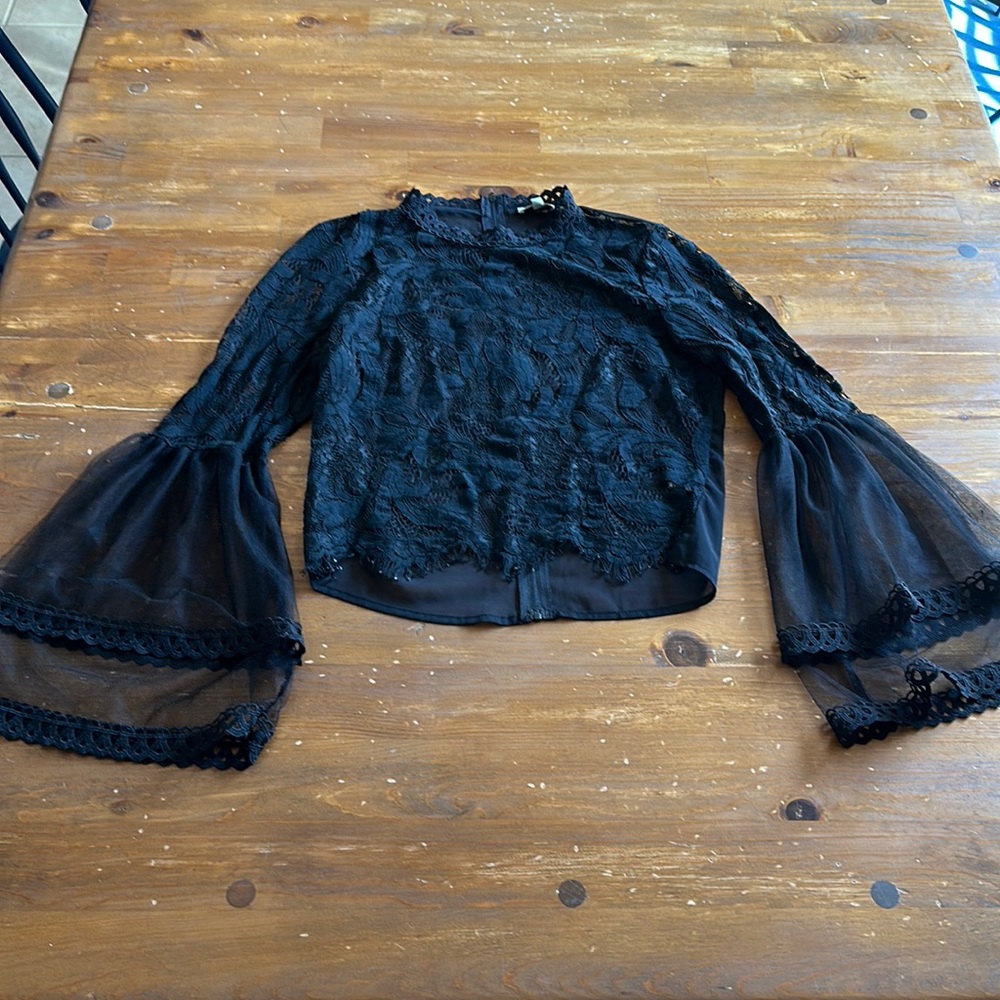 Black lace boho top